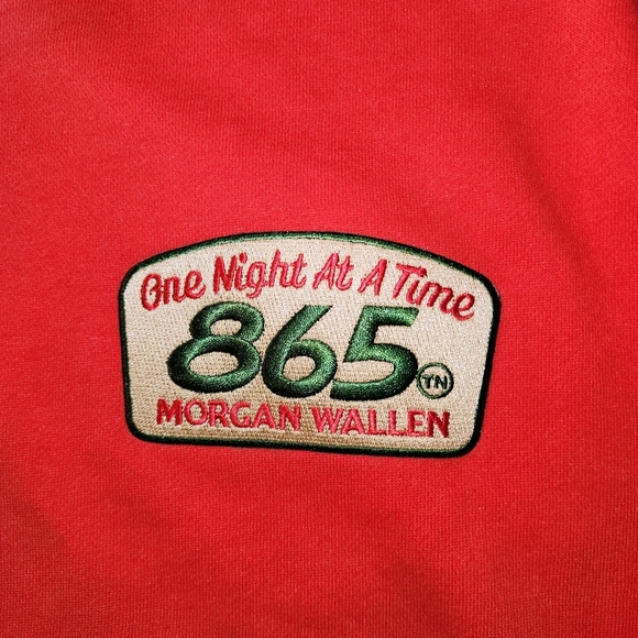 Morgan Wallen One Night At A Time Concert Merch Crewneck Sweatshirt Coral Red S - Picture 3 of 11